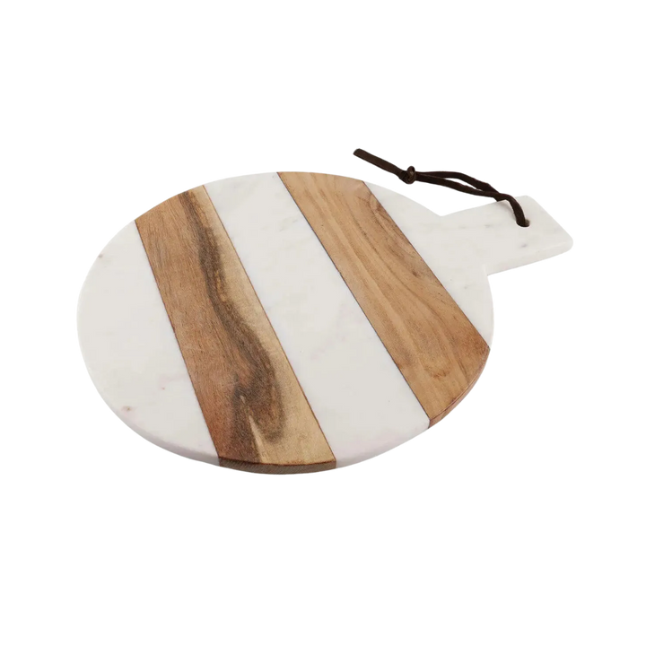 Round Marble Acacia Charcuterie Board