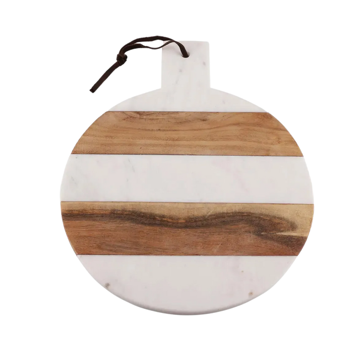 Round Marble Acacia Charcuterie Board