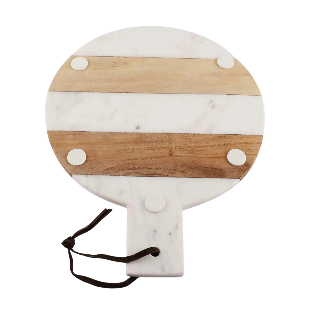 Round Marble Acacia Charcuterie Board