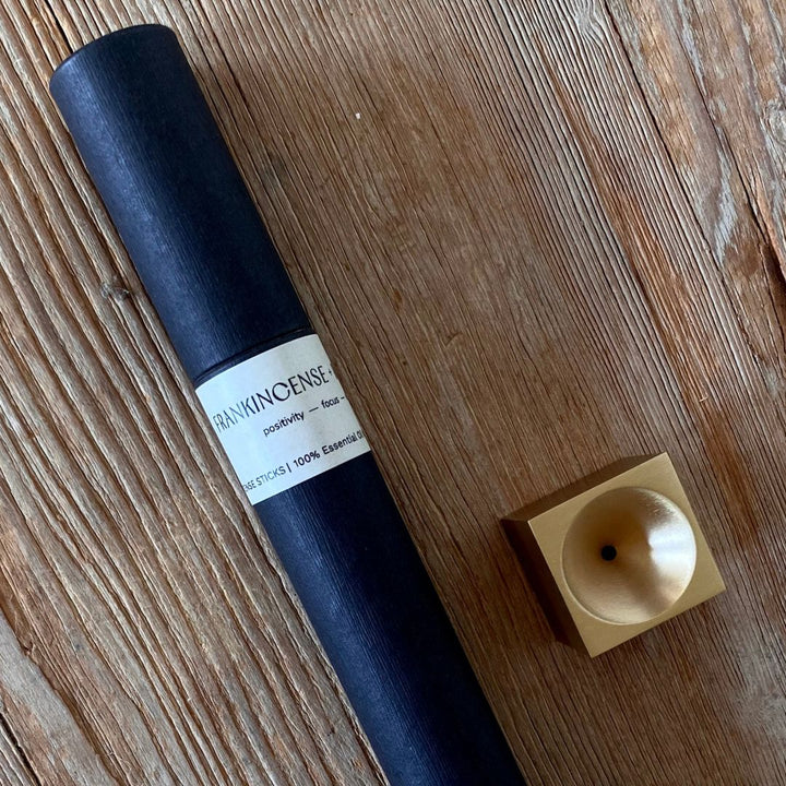 Minimalist Brass Cube Incense Holder Decor
