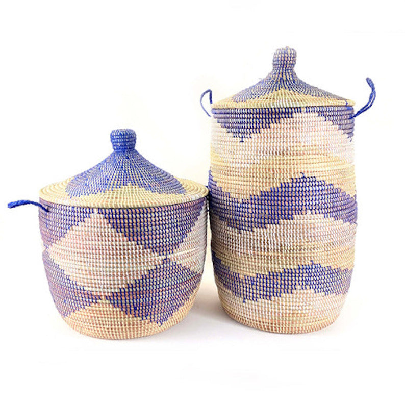 Handwoven Recycled Grass &amp; Plastic Storage Basket