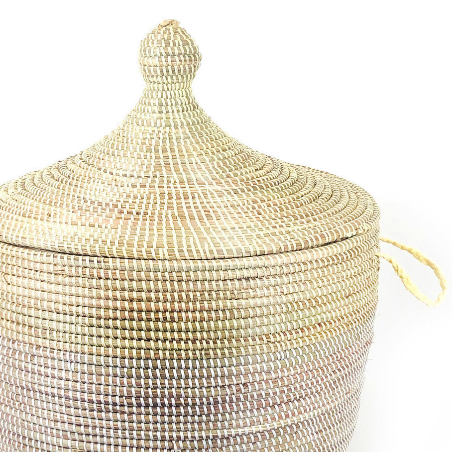 Handcrafted Two-Tone Millet Grass Storage Basket, 23"