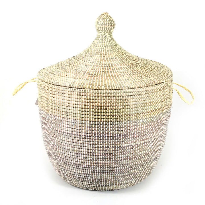 Handcrafted Two-Tone Millet Grass Storage Basket, 23"