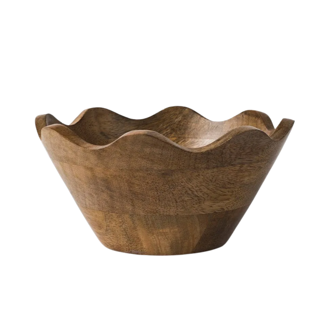 Scalloped Mango Wood Bowl Set