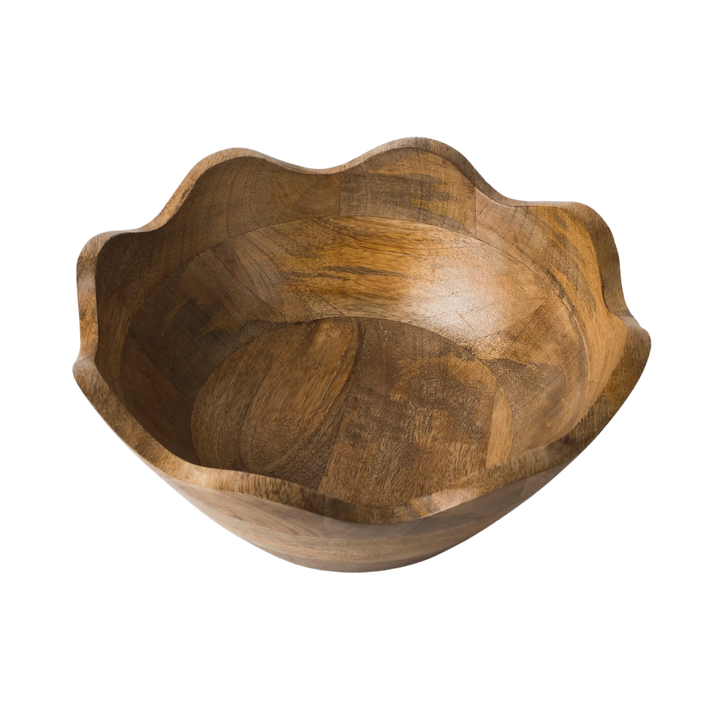 Scalloped Mango Wood Bowl Set