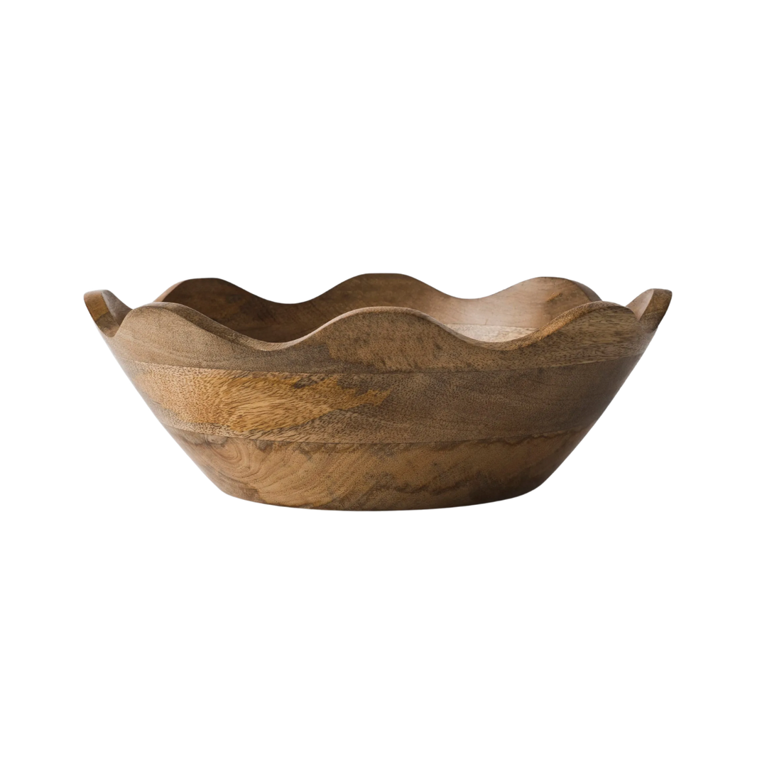 Scalloped Mango Wood Bowl Set