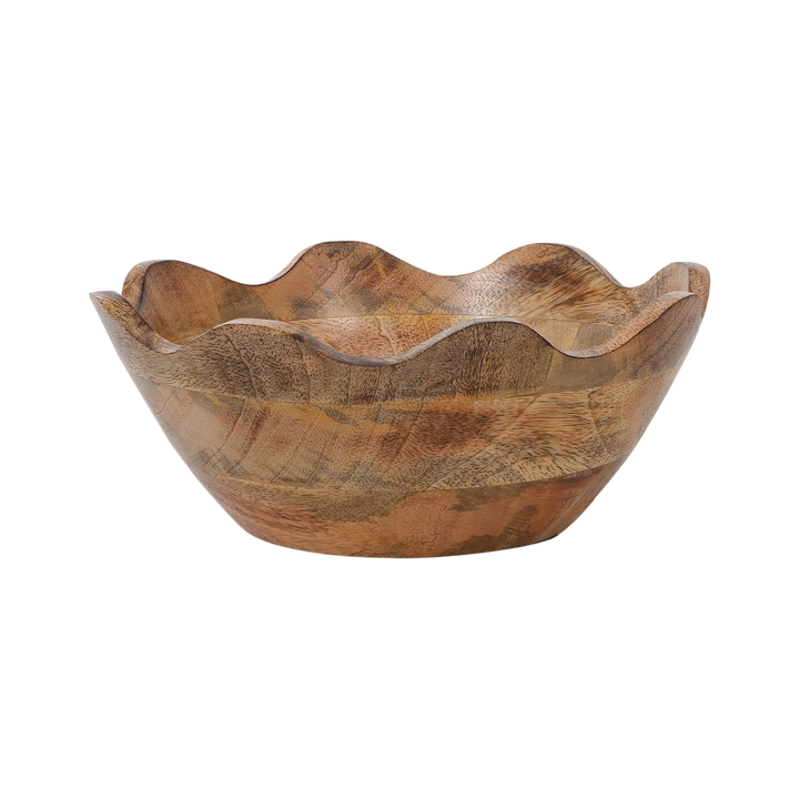 Scalloped Mango Wood Bowl Set