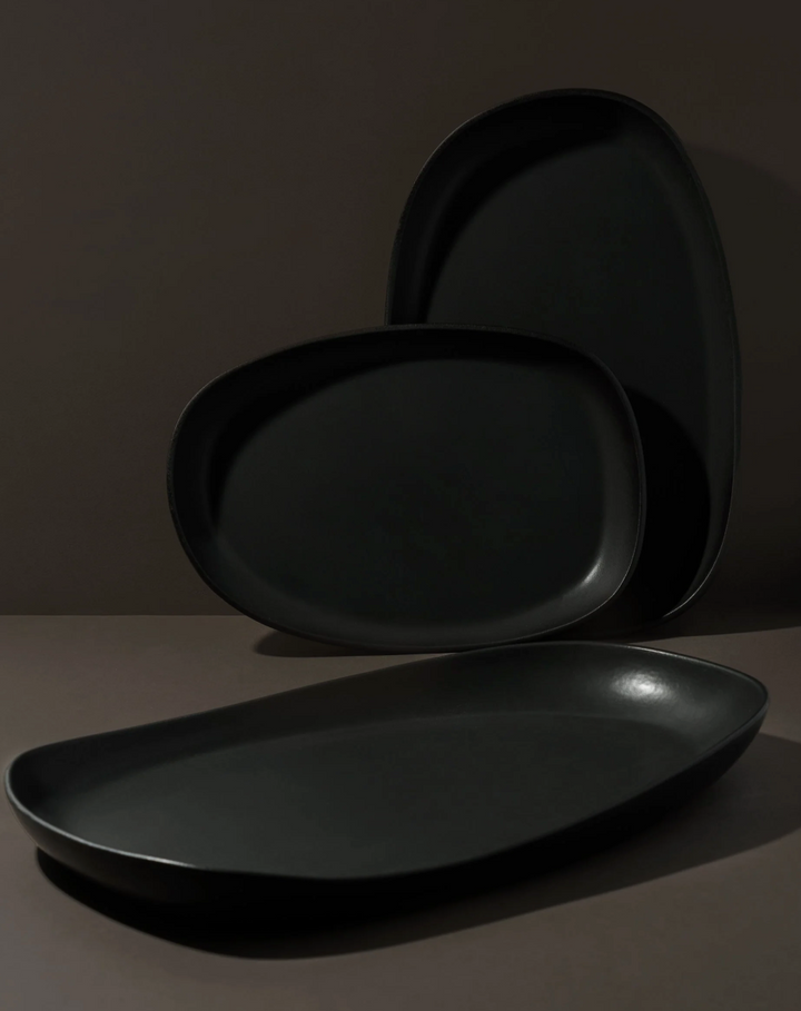 Handcrafted Stoneware Mini Serving Platter, 13" x 9"