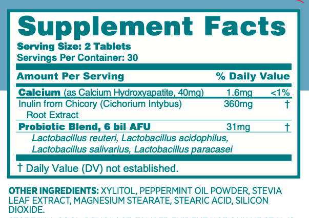 Non-Toxic Hydroxyapatite Probiotic Oral Care Tablets