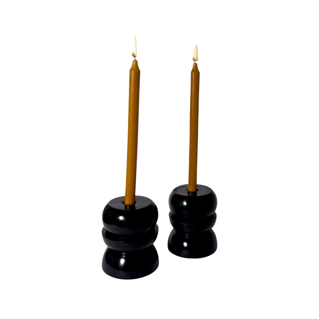 Sese Wood Taper Candle Holder Set