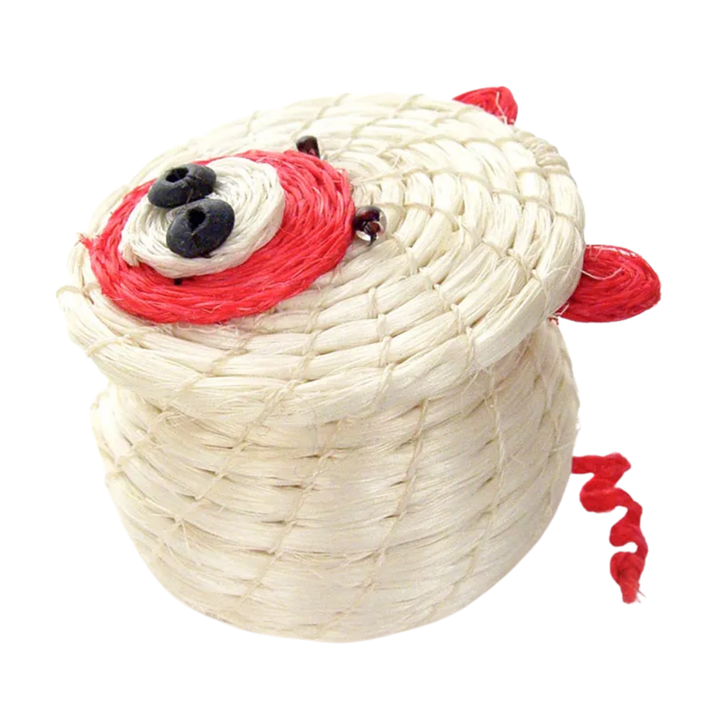 Sisal Piggy Lidded Kids Basket
