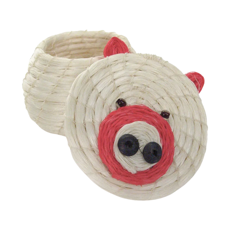 Sisal Piggy Lidded Kids Basket