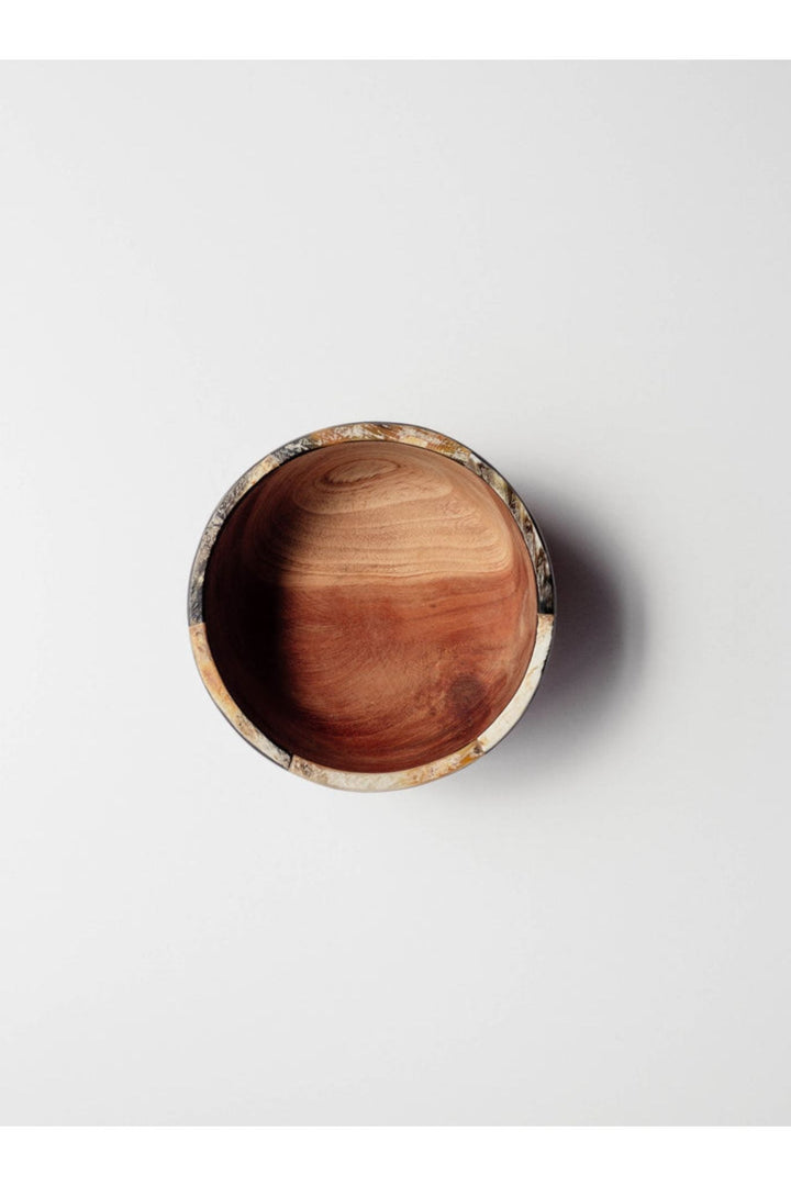 Handcrafted Wood &amp; Horn Rim Dinnerware Bowl, 5"