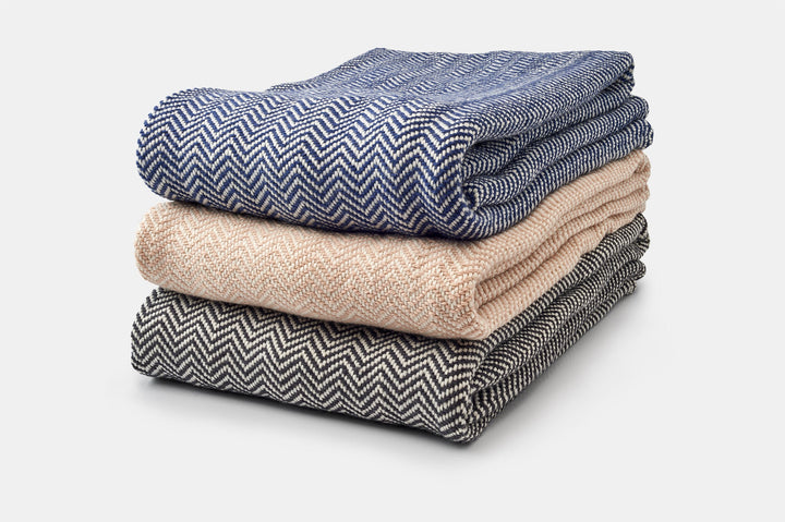 Carbon-Neutral Chevron Wool Throw Blanket