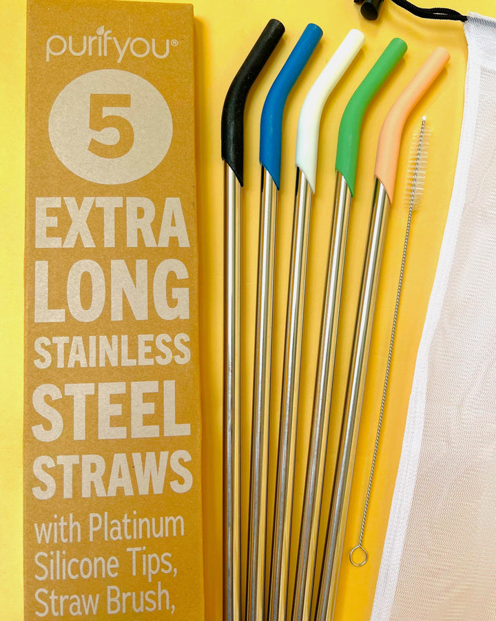 BPA-Free Stainless Steel Drinking Straws, 14.5", 5 Ct.