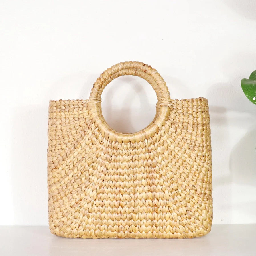 Handwoven Water Hyacinth Straw Handbag