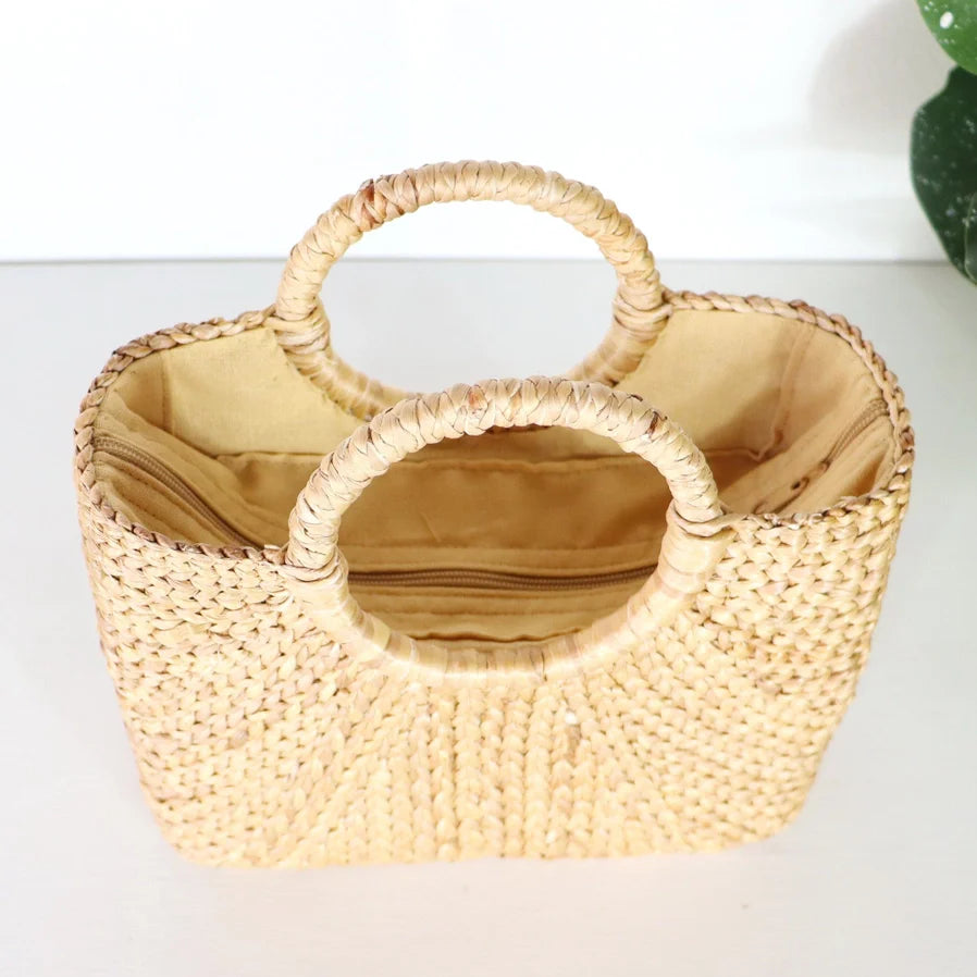 Handwoven Water Hyacinth Straw Handbag
