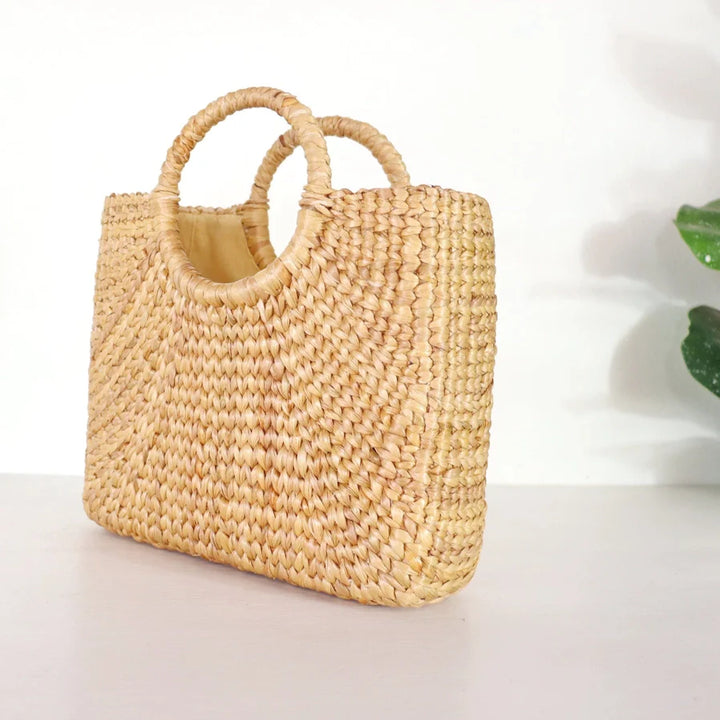 Handwoven Water Hyacinth Straw Handbag