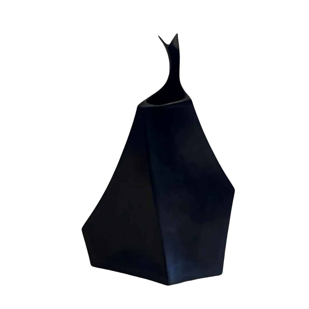 Tall Black Geo Ceramic Vase