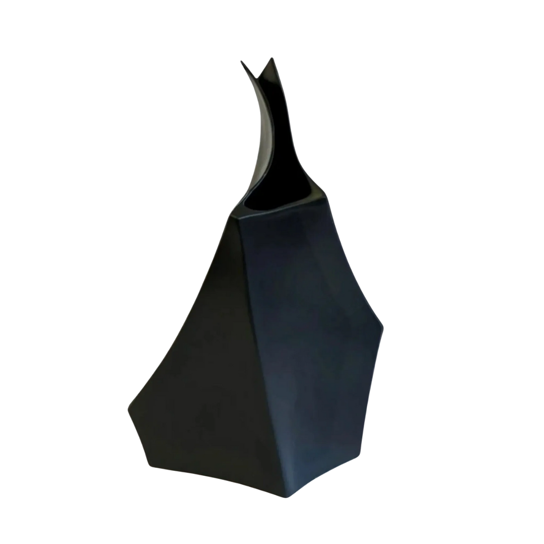 Tall Black Geo Ceramic Vase