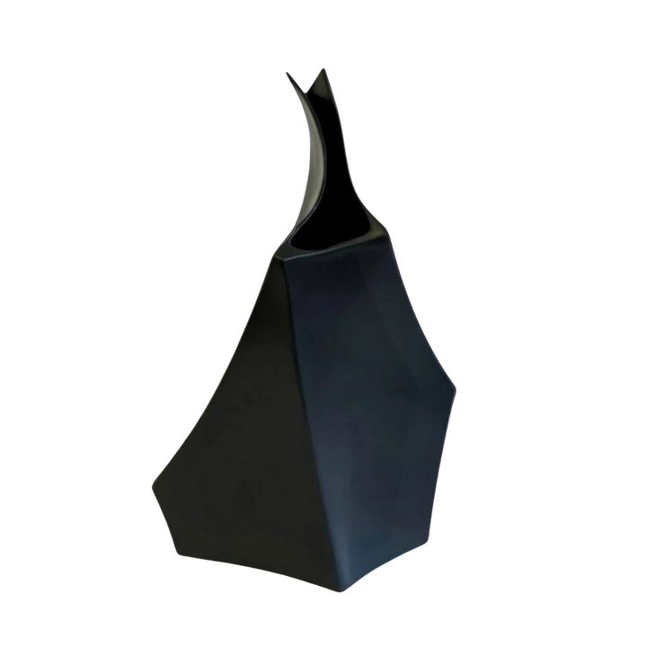 Tall Black Geo Ceramic Vase
