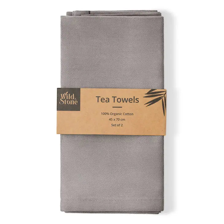 Organic Cotton Herringbone Kitchen Towels, 2 Ct.