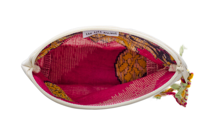 Organic Cotton Upcycled Sari Zip Pouch, 6.6" x 9.8"