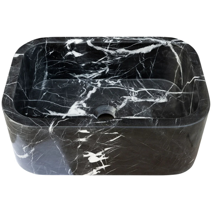 Handcrafted Black Marble Wall-Mount Sink 12" x 18"