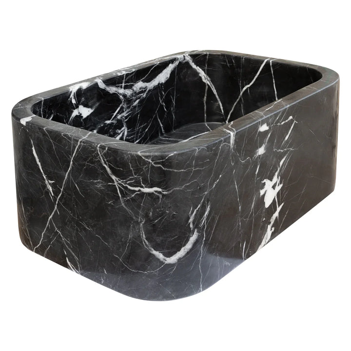 Handcrafted Black Marble Wall-Mount Sink 12" x 18"