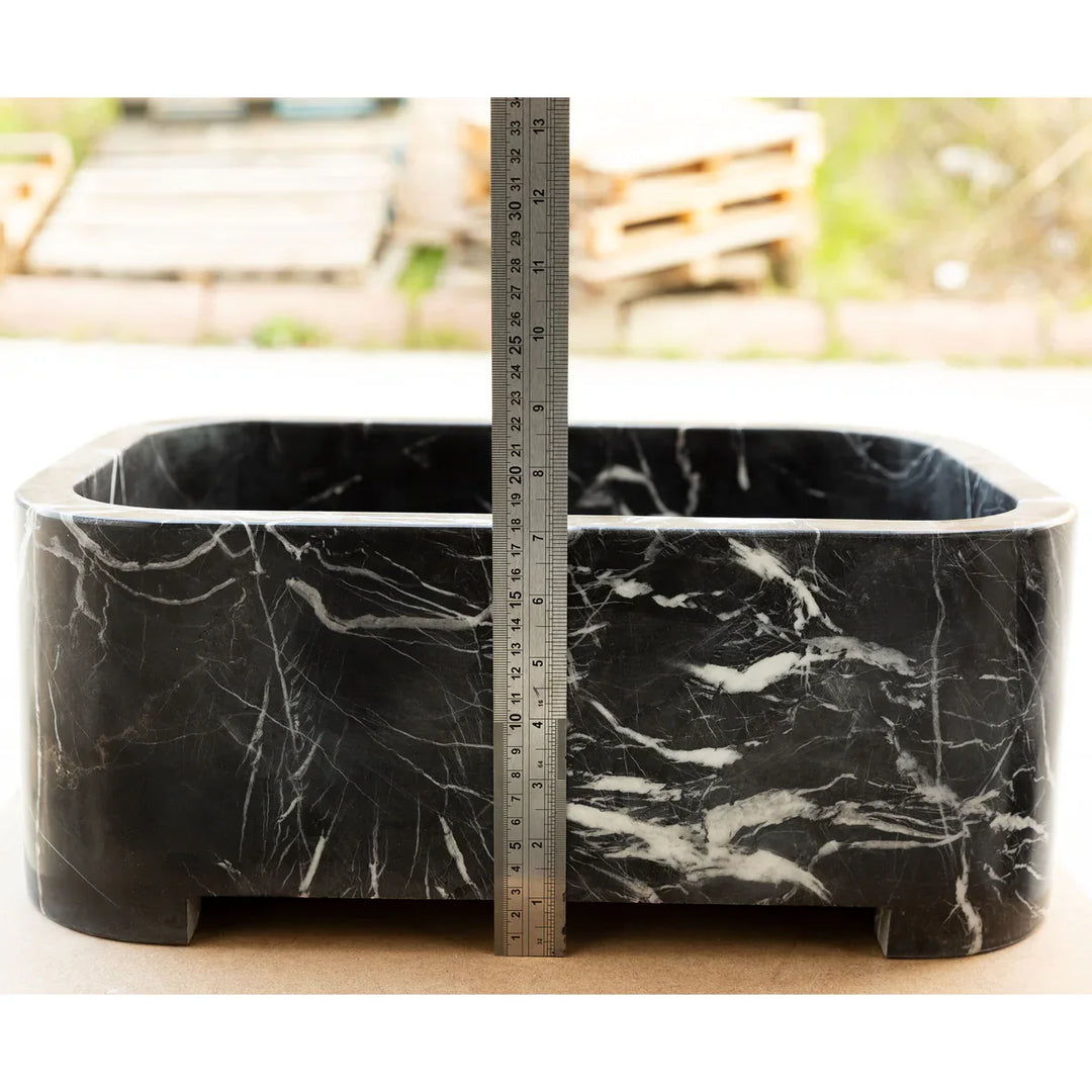 Handcrafted Black Marble Wall-Mount Sink 12" x 18"