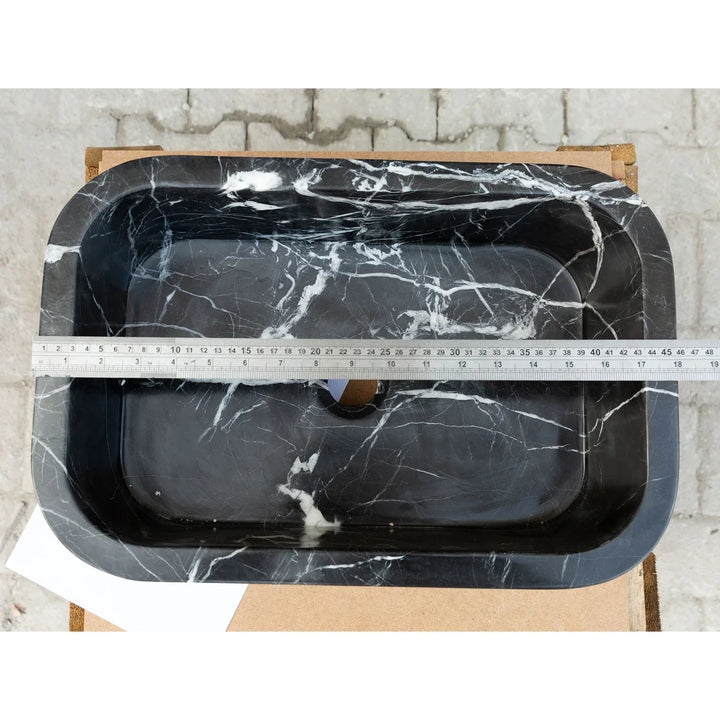 Handcrafted Black Marble Wall-Mount Sink 12" x 18"