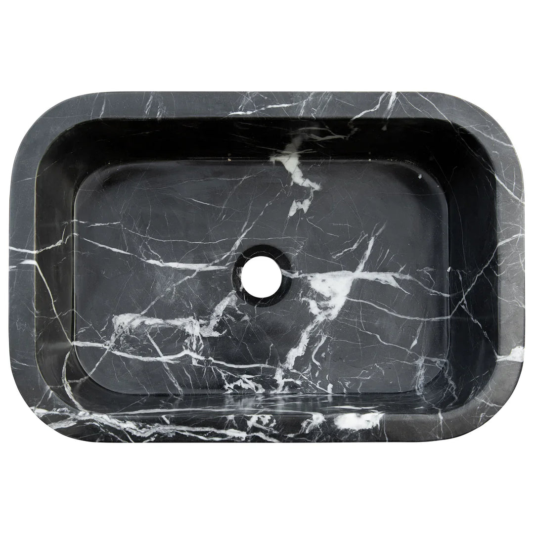 Handcrafted Black Marble Wall-Mount Sink 12" x 18"