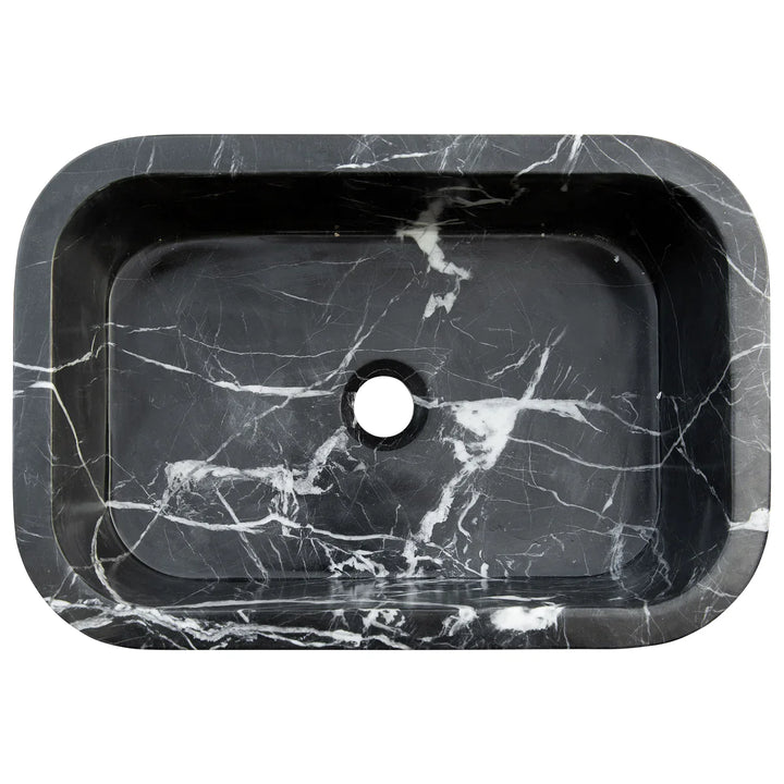 Handcrafted Black Marble Wall-Mount Sink 12" x 18"