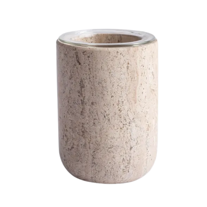 Travertine Glass Toothbrush Holder