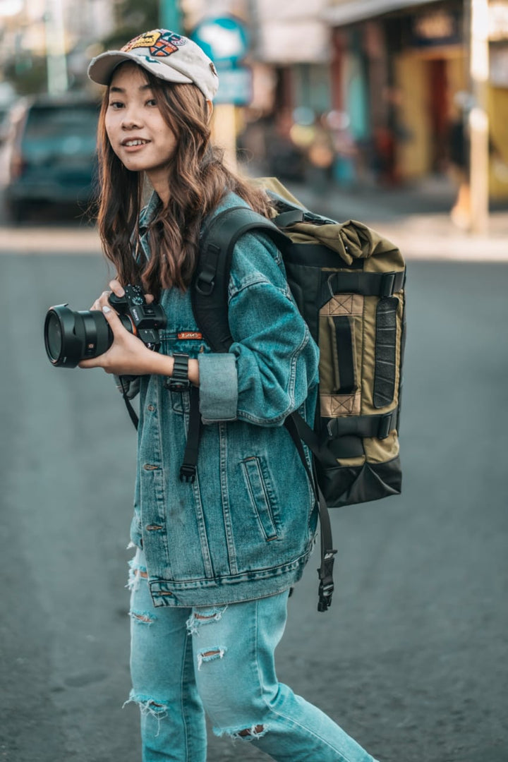 Water Resistant Roll Top Vegan Backpack-4