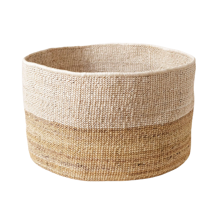 Two-Tone Banana Leaf Floor Basket
