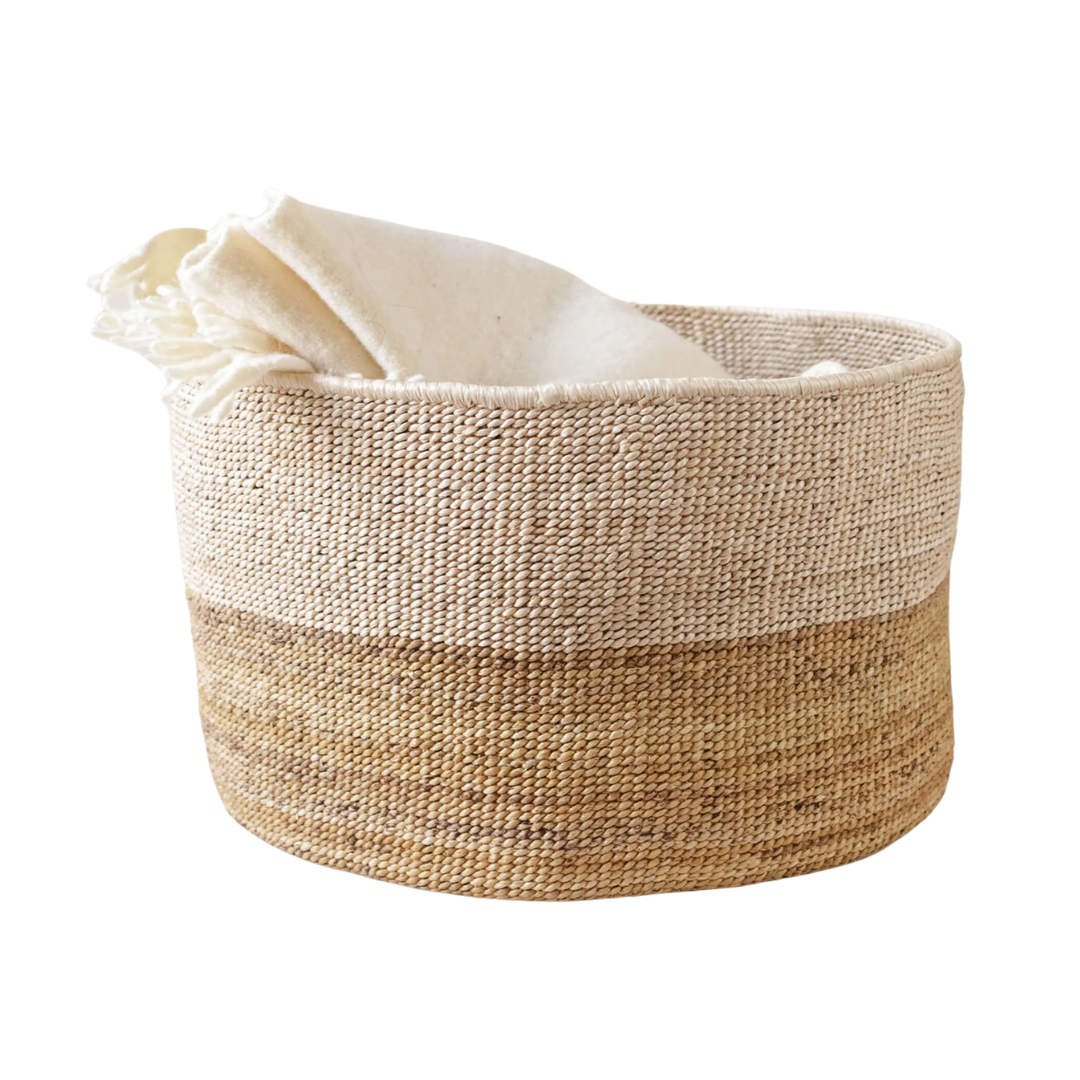 Two-Tone Banana Leaf Floor Basket