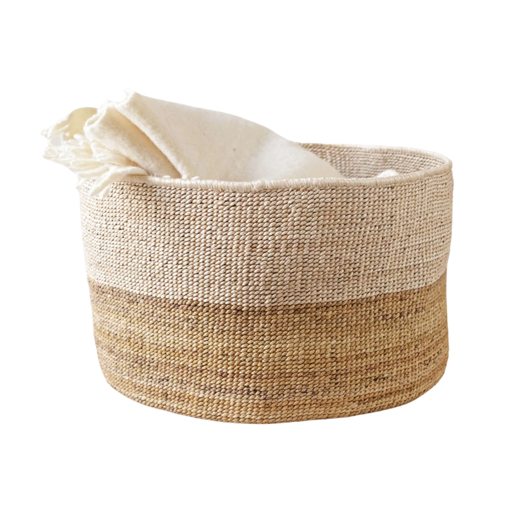 Two-Tone Banana Leaf Floor Basket