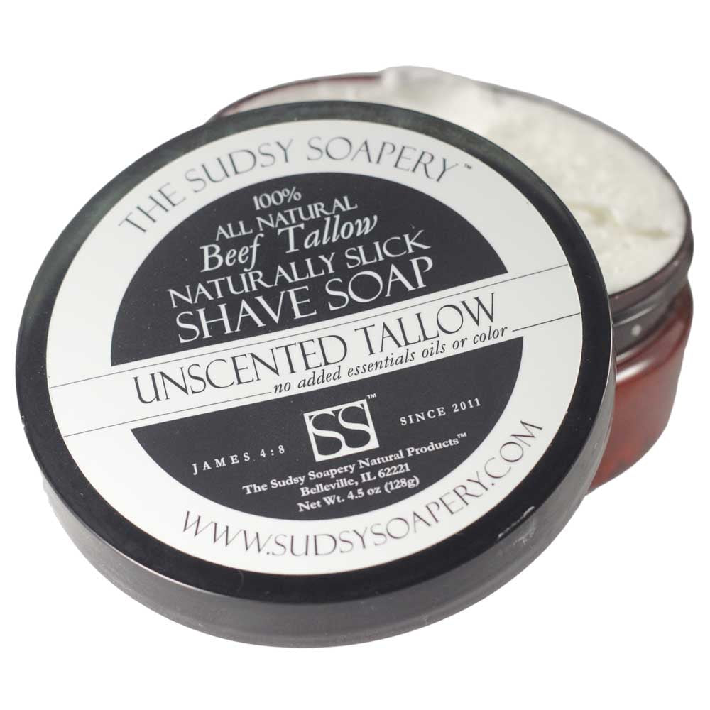 Organic Tallow &amp; Honey Unscented Shaving Soap, 4.5 oz.