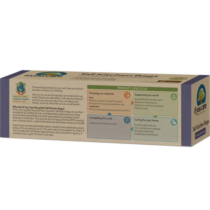 89% PCR Tall Kitchen Trash Bag Liners, 13 Gal.