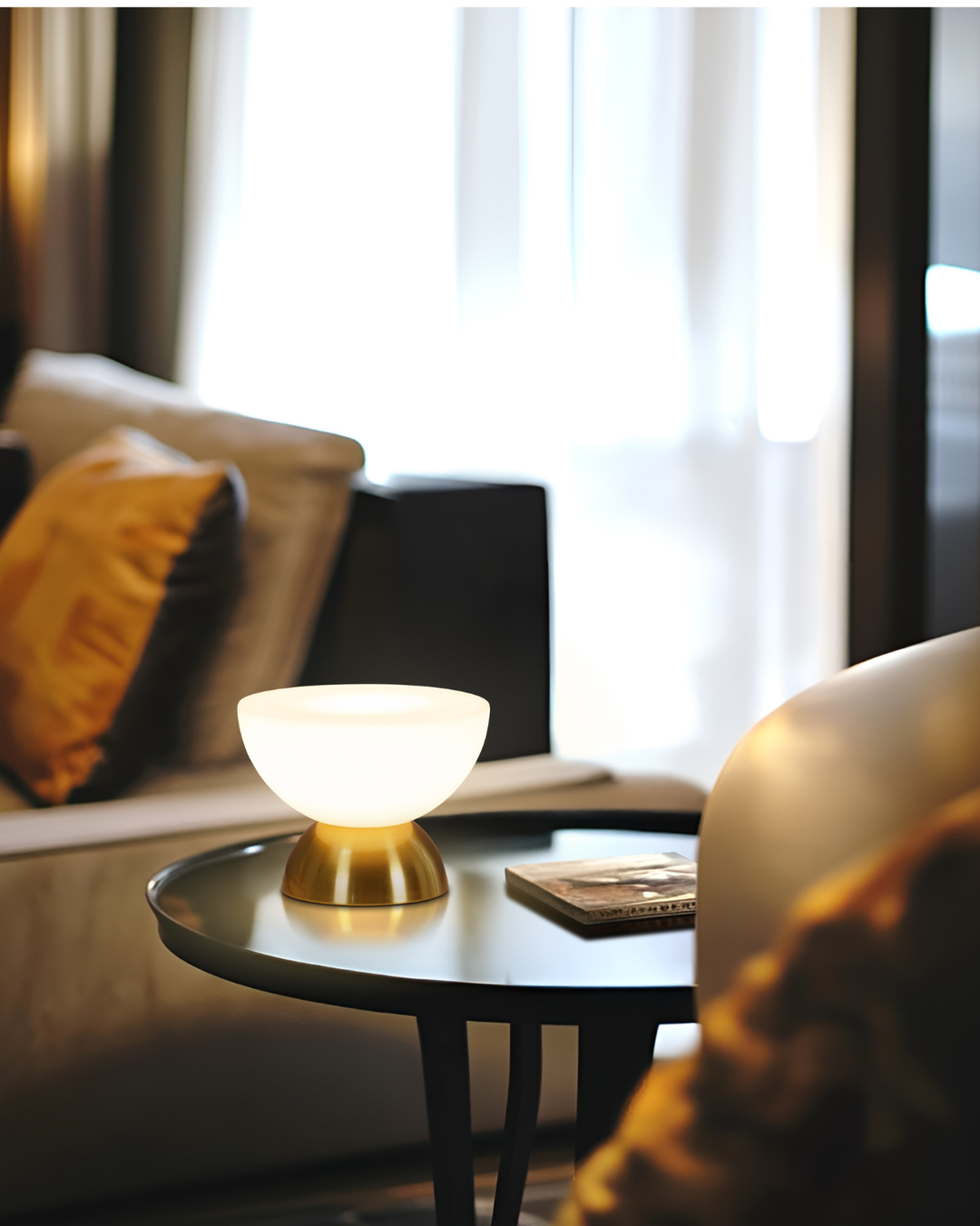 Dimmable Brass Double Dome Frosted Glass Table Lamp