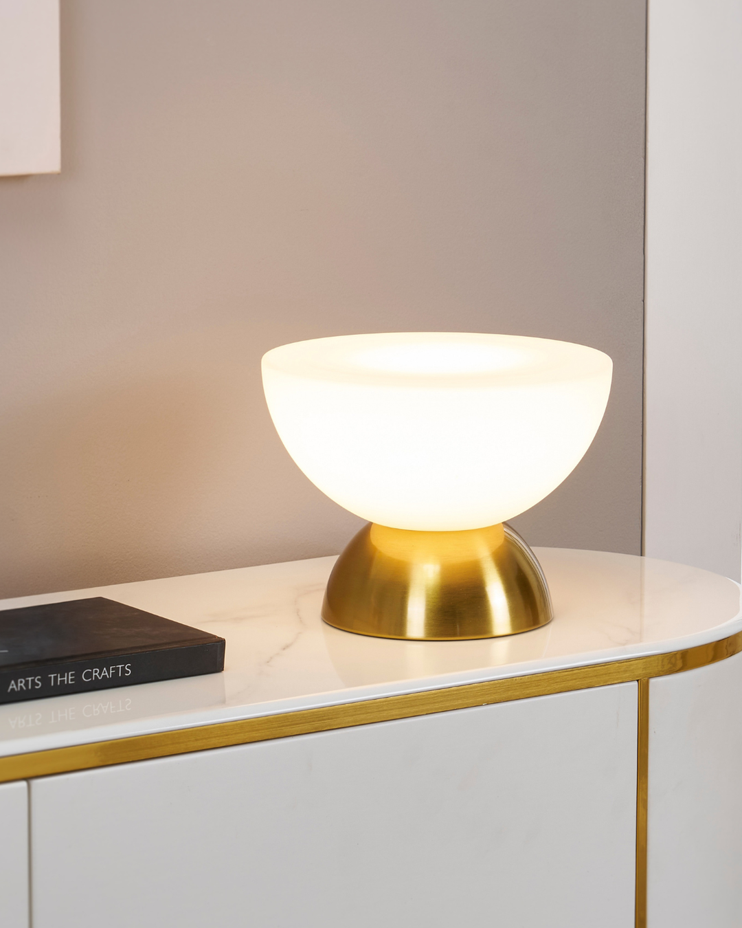 Dimmable Brass Double Dome Frosted Glass Table Lamp