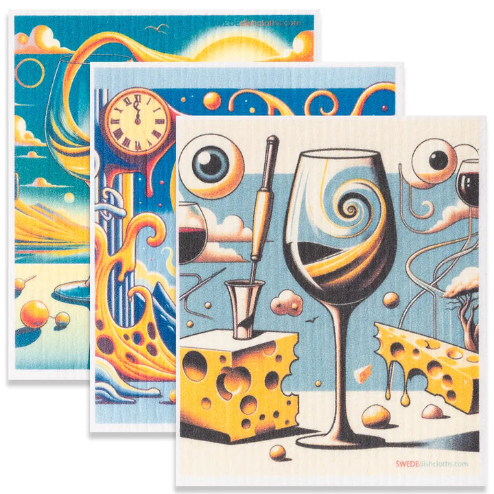 Wine Print Dishcloth Set