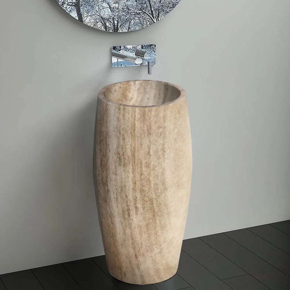 Walnut Travertine Pedestal Sink