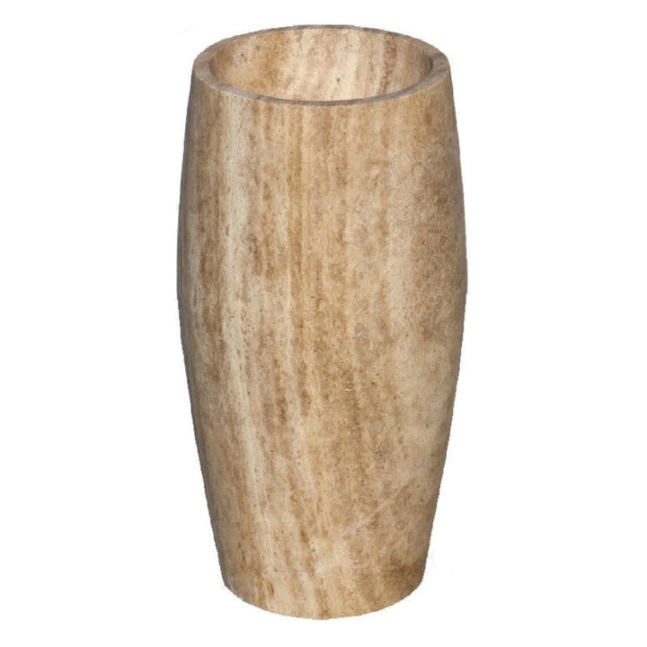 Handcrafted Travertine Pedestal Sink, Honed 16" x 19.5" x 33.5"