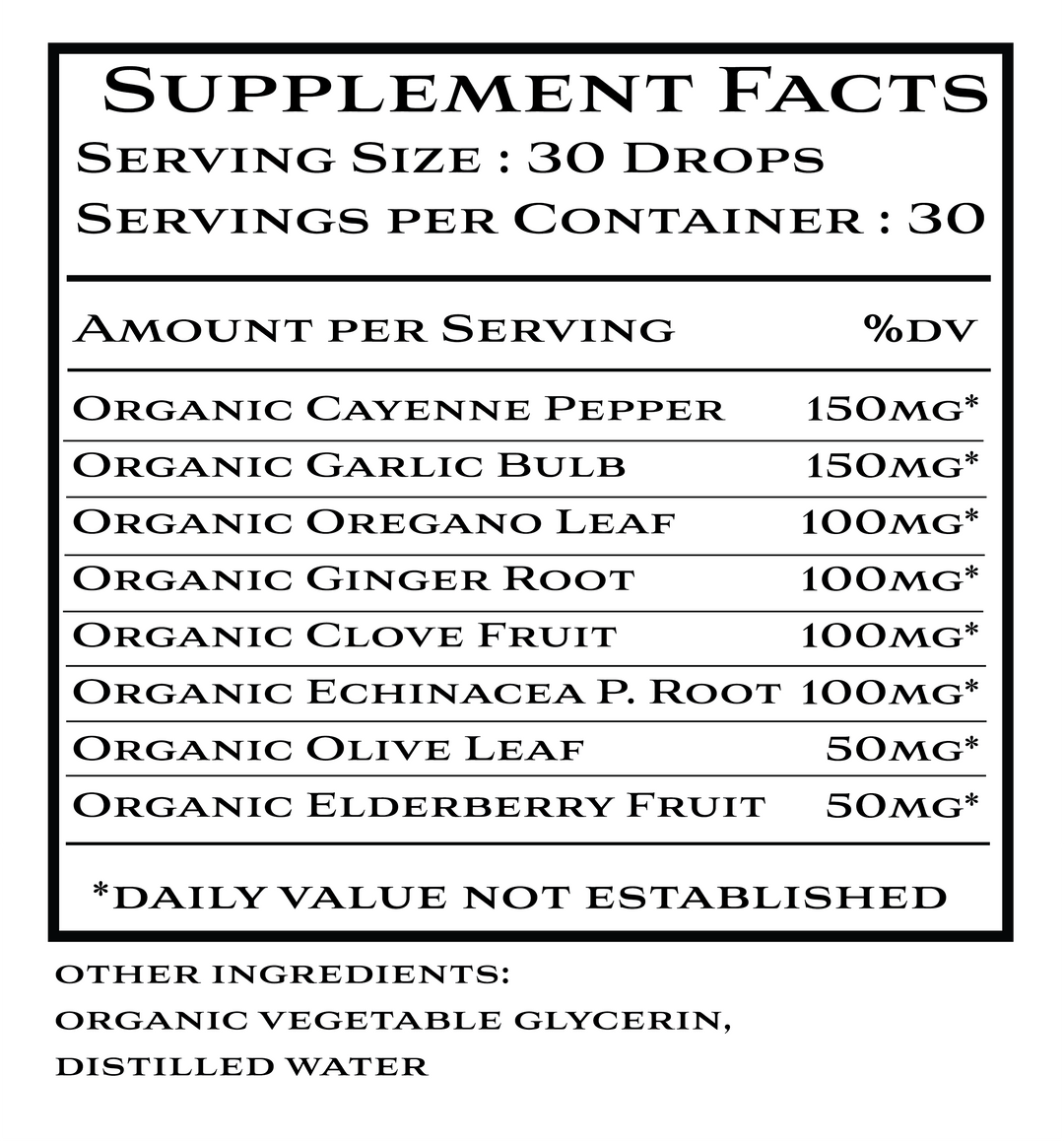 Organic Immune Support Liquid Drops, Alcohol-Free, 2 oz.