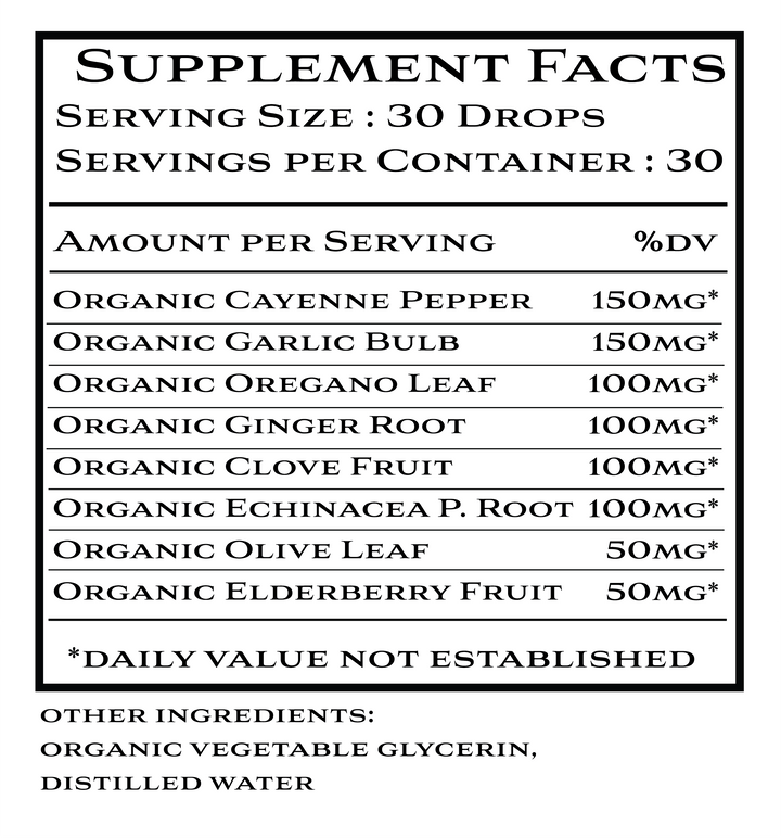 Organic Immune Support Liquid Drops, Alcohol-Free, 2 oz.