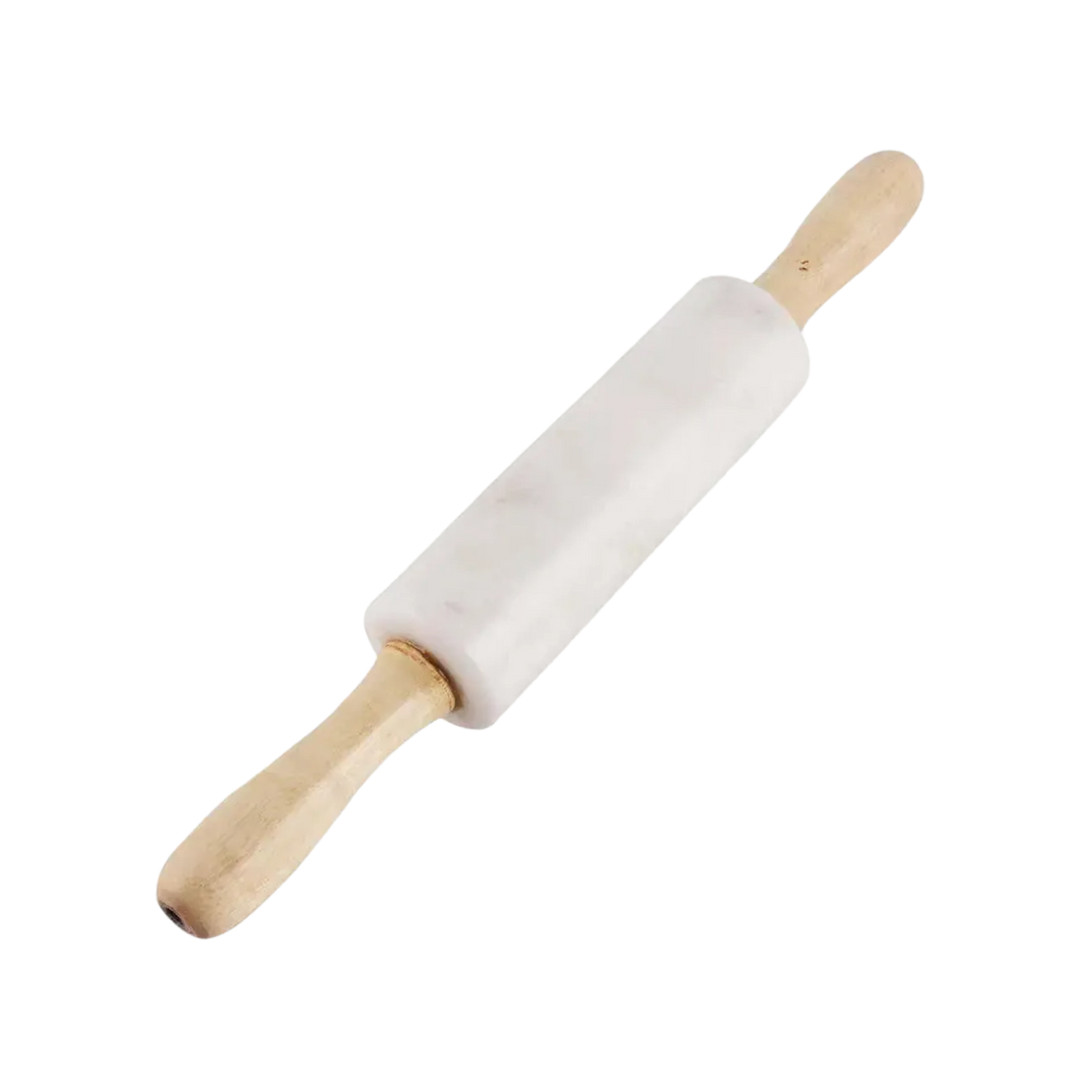 White Marble Wood Rolling Pin