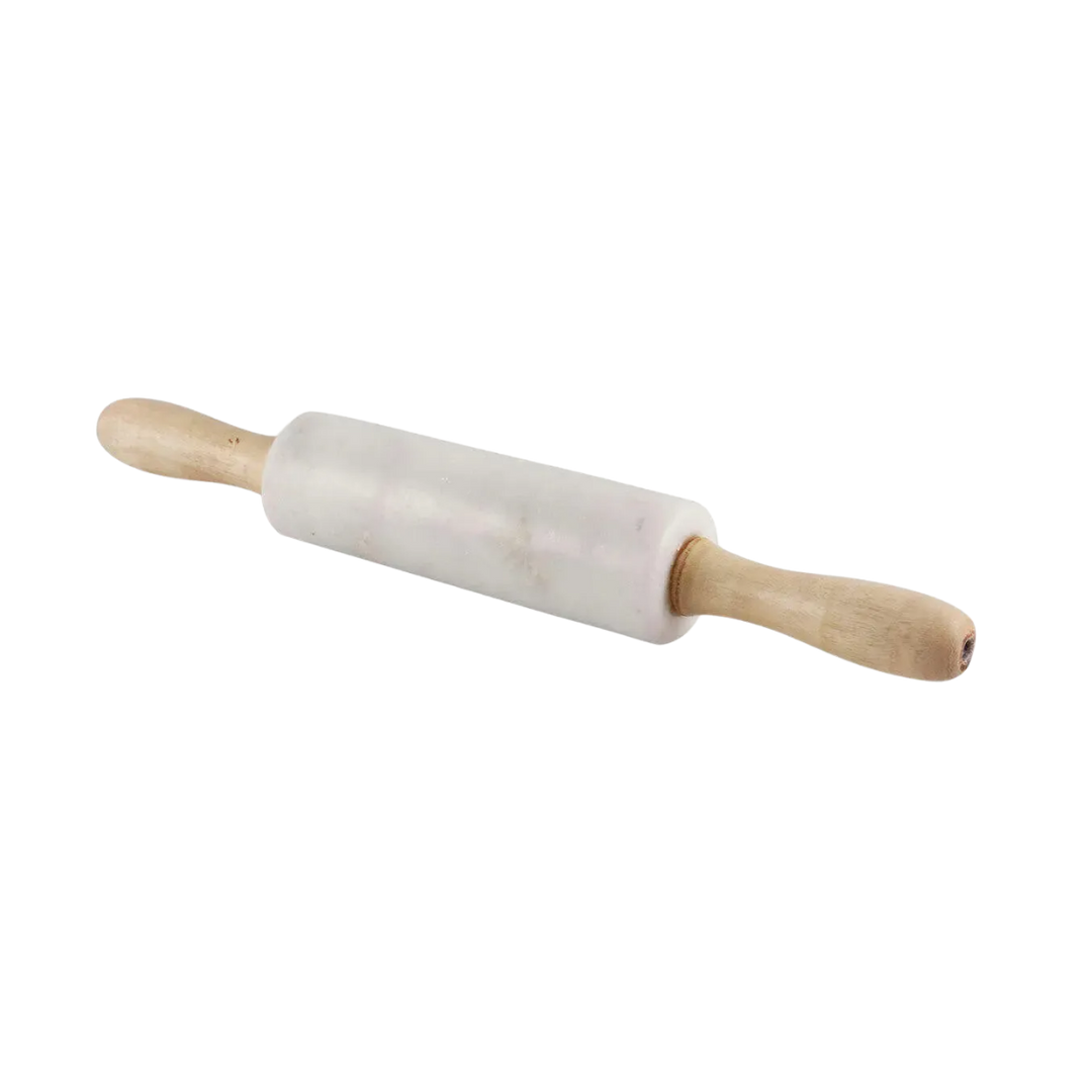 White Marble Wood Rolling Pin
