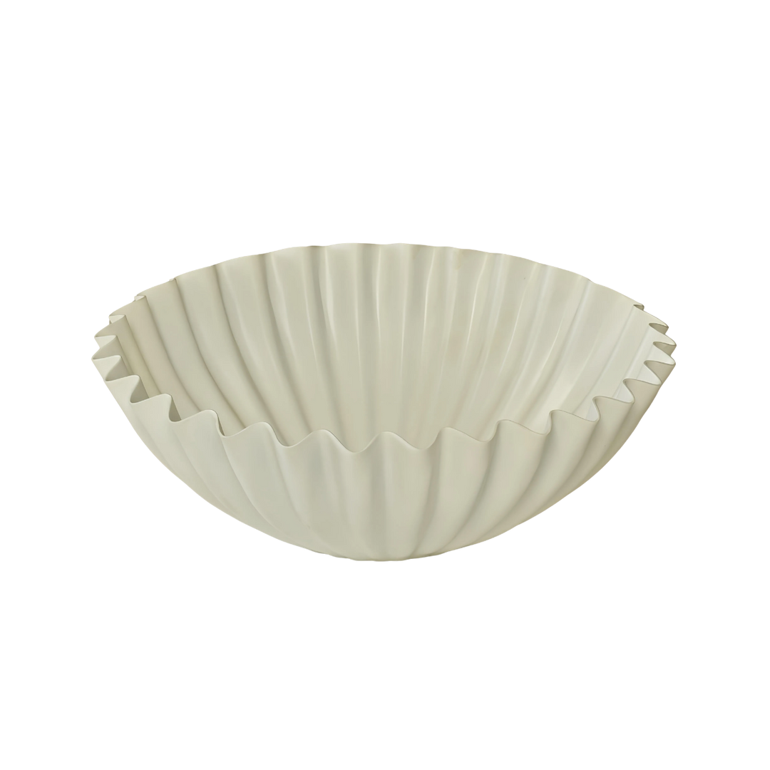 White Ribbed Aluminum Sculpted Bowl
